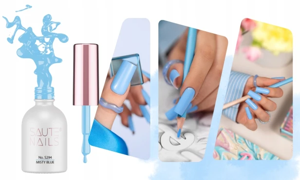 Saute Nails Lakier hybrydowy do paznokci S294 MISTY BLUE 8ml