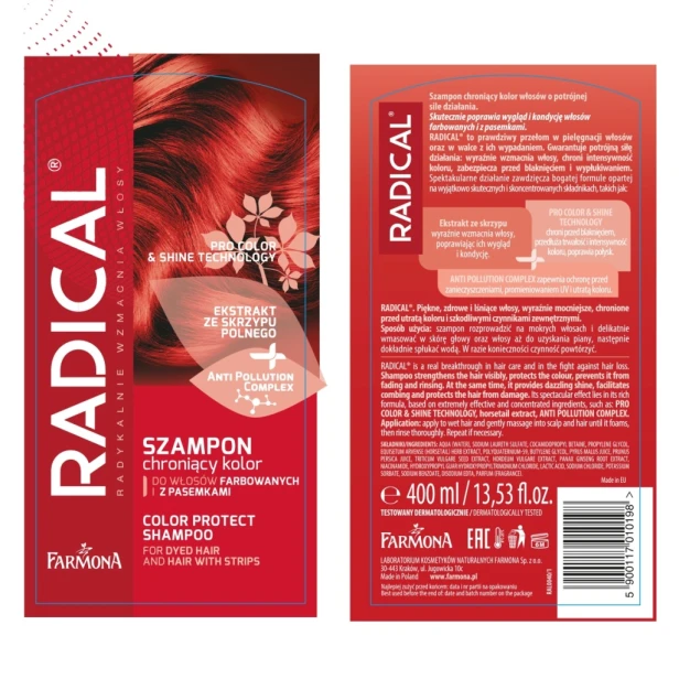 Famona Radic Szampon chroniący kolor do włosów farbowanych i pasemkami 400m
