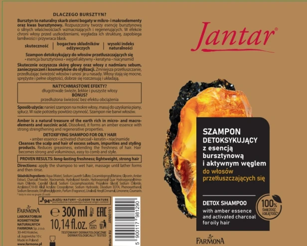 Farmona JANTAR Szampon Detoksujący z esencją bursztynową i aktywnym węglem