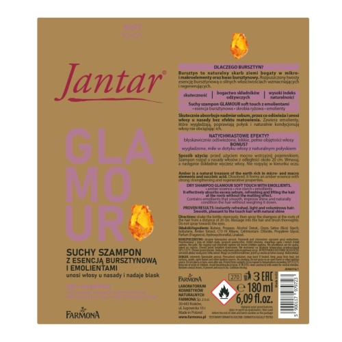 Farmona Jantar suchy szampon Glamour z bursztynem i emolientami 180ml