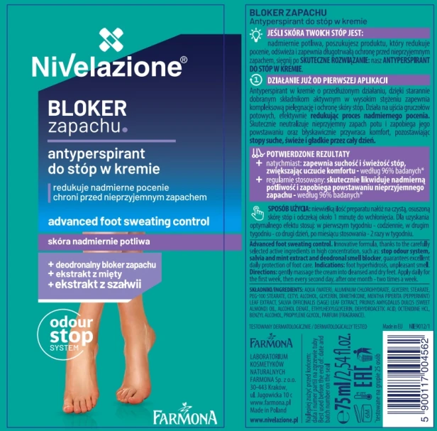 Farmona Nivelazione Bloker zapachu Antyperspirant do stóp w kremie 75ml