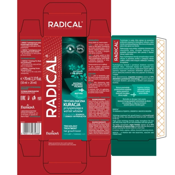 Farmona Radica Trychologiczna Kuracja Przyspieszająca Wzrost Włosów 20+50ml