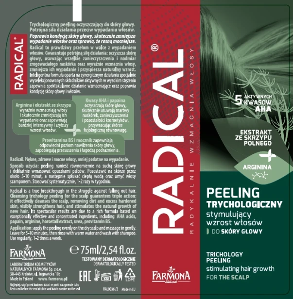Farmona Radical Peeling Trychologiczny stymulujący wzrost włosów 75ml