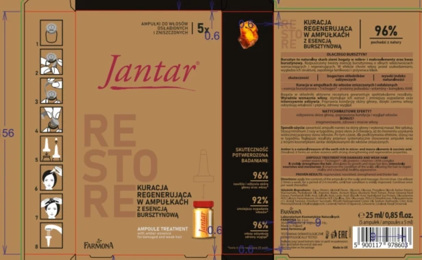 Farmona JANTAR Kuracja w ampułkach z esencją bursztynową do włosów 5x5ml