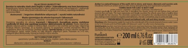 Farmona JANTAR Maska ujarzmiająca z esencją bursztynową, peptydami 200ml