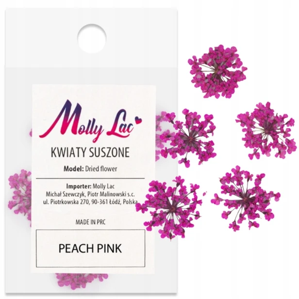 MollyLac Suszone kwiatki do paznokci Pink różowe kwiaty do zdobień