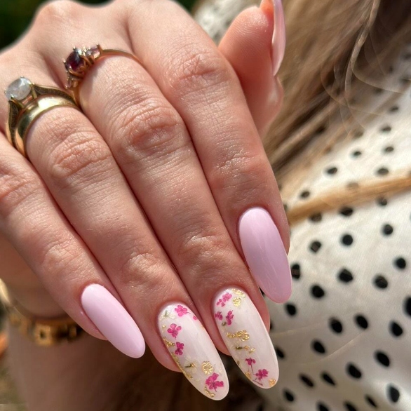 MollyLac Suszone kwiatki do paznokci Pink różowe kwiaty do zdobień