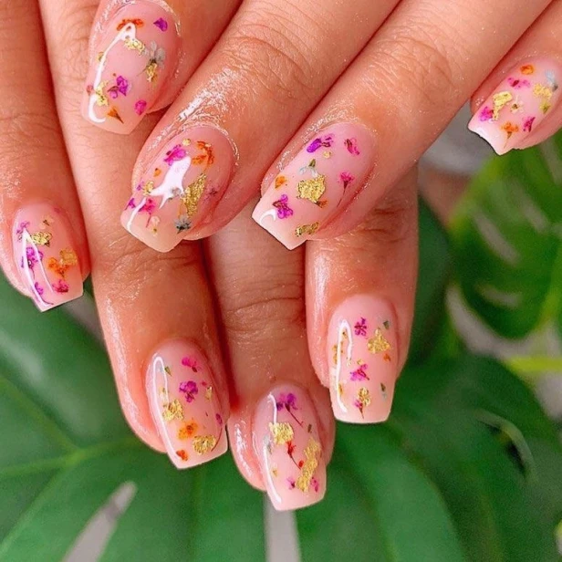 MollyLac Suszone kwiatki do paznokci Pink różowe kwiaty do zdobień