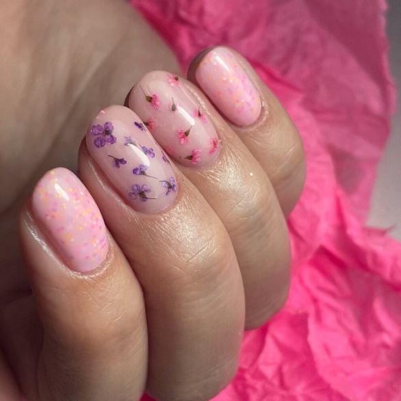 MollyLac Suszone kwiatki do paznokci Pink różowe kwiaty do zdobień