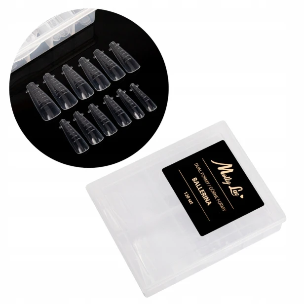 Molly Nails Górne Formy Dual Formy z podziałką Ballerina YQ-3 Clear 120szt