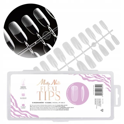 Molly Nails Tipsy do przedłużania paznokci Flexi Tips Oval 12 rozm 240szt