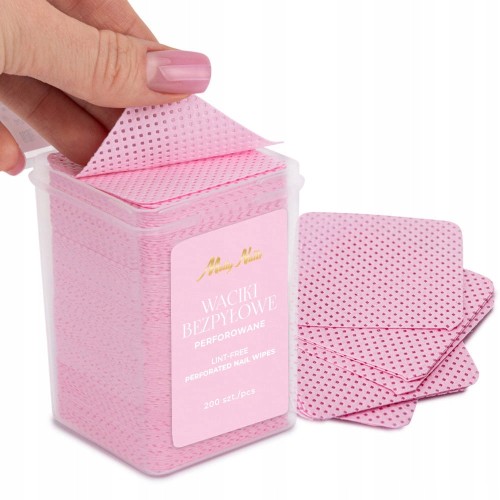 Molly Nails Waciki bezpyłowe perforowane do paznokci różowe 5x5 cm 200szt