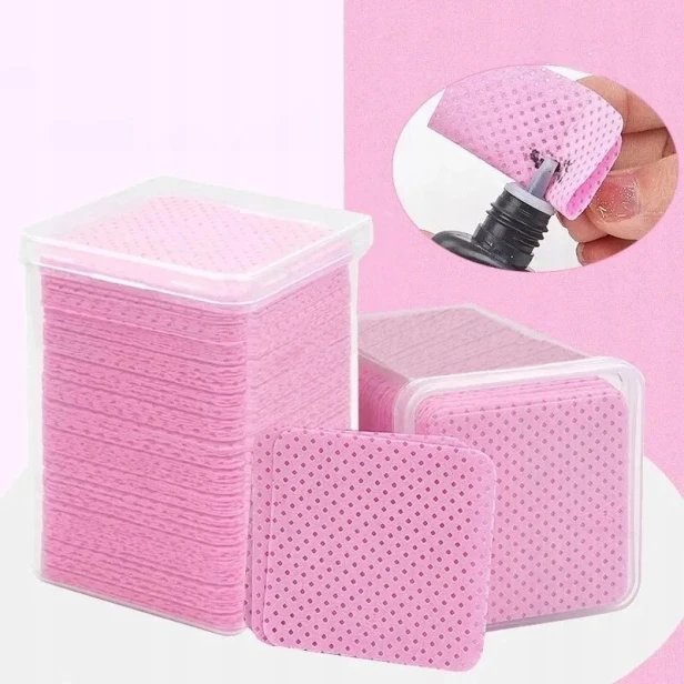 Molly Nails Waciki bezpyłowe perforowane do paznokci różowe 5x5 cm 200szt