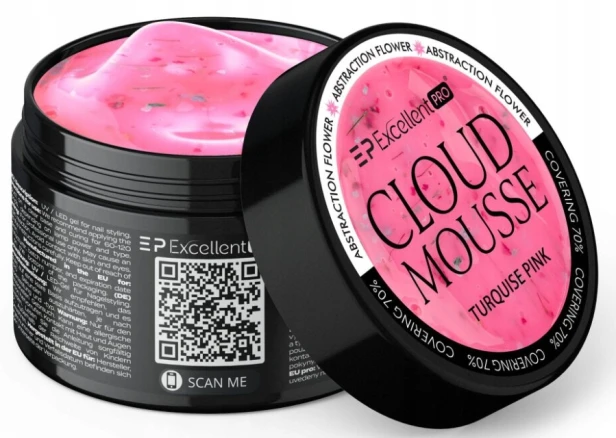 Excellent PRO Żel budujący z kwiatkami Cloud Mous TURQUOISE PINK FLOWER 15g