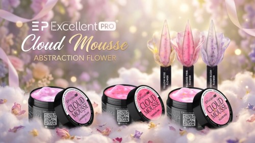 Excellent PRO Żel budujący z kwiatkami Cloud Mous TURQUOISE PINK FLOWER 15g