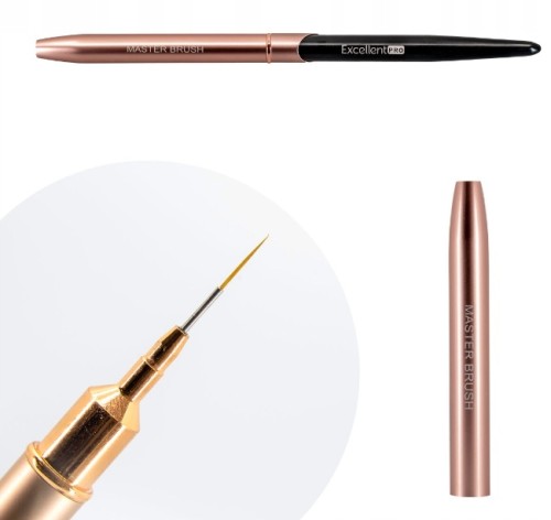 EXCELLENT PRO Pędzelek do zdobień paznokci żelu, akrylu ROSE GOLD 9mm