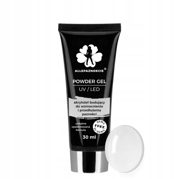 Allepaznokcie Akrylożel Acryl Gel do wzmocnienia i przedłużania CLEAR 30g