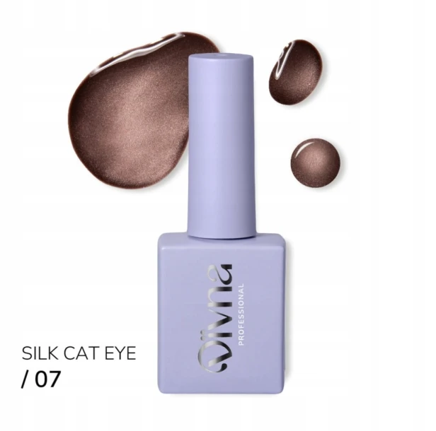 DIVNA Czekoladowo-Miedziany Lakier Hybrydowy Paznokci SILK CAT EYE 07 9ml