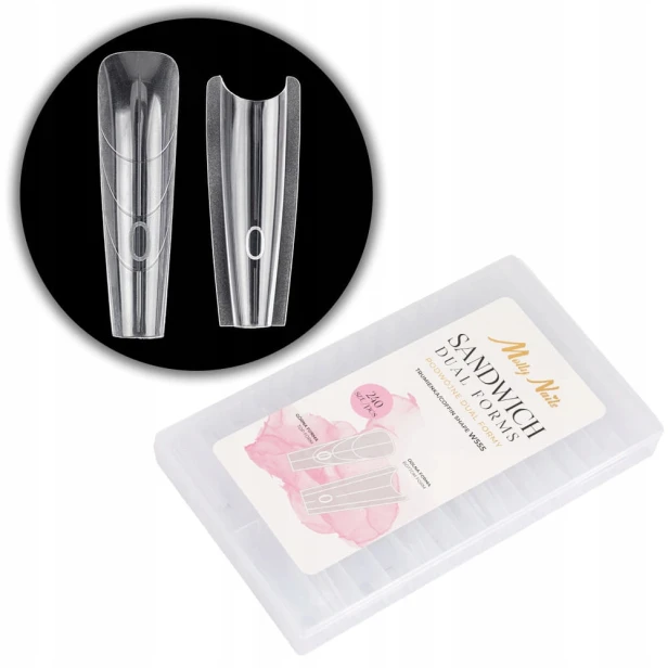 Molly Nails Podwójne Dual Formy Kanapkowe Coffin SANDWICH W555 240szt