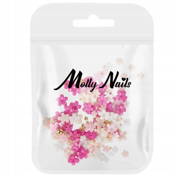 Molly Nails Ozdoby do paznokci kwiatki akrylowe mix 150 sztuk + kulki Nr 1