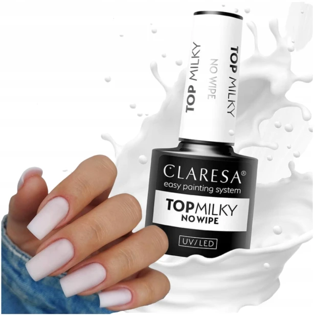 Claresa Top hybrydowy do paznokci mleczny do zdobień TOP MILKY 5g