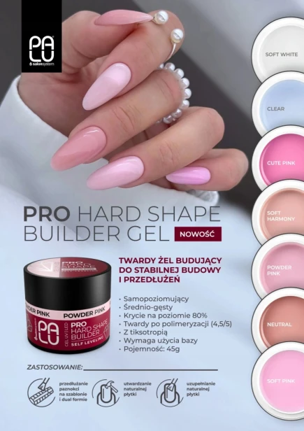 Palu Żel Budujący do paznokci Twardy Pro Hard Shape POWDER PINK 45g