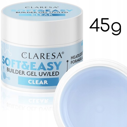 Claresa Żel Budujący paznokci Soft&Easy Builder Gel przezroczysty CLEAR 45g