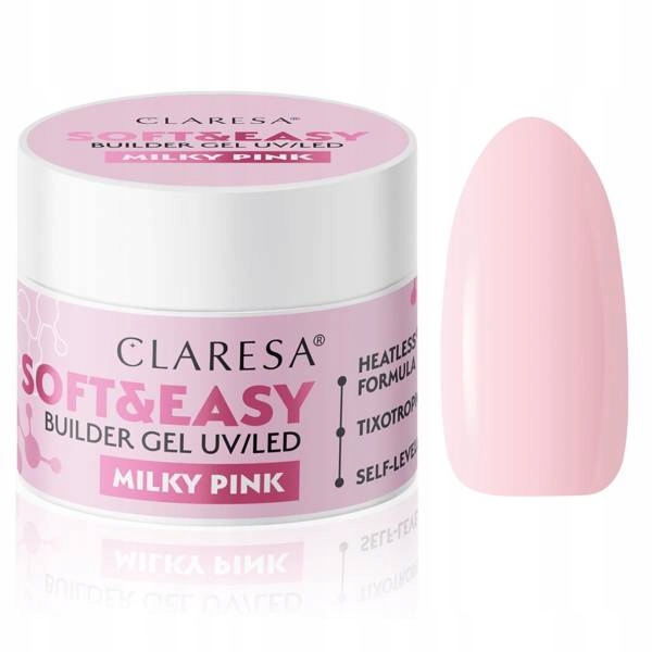 Claresa Żel Budujący Soft&Easy Builder Gel mleczno-różowy MILKY PINK 45g
