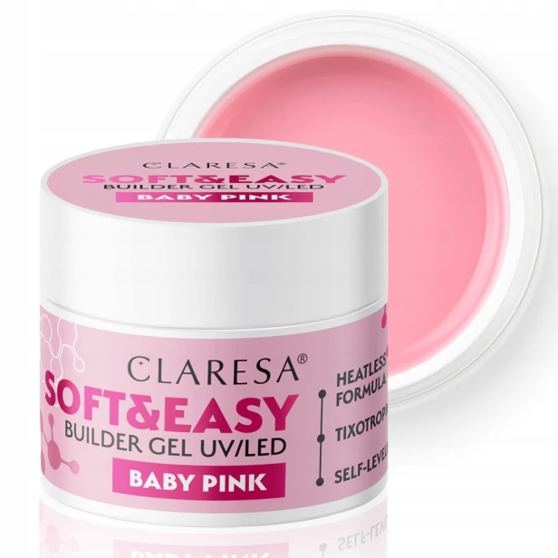 Claresa Żel Budujący do paznokci Soft&Easy Builder Gel różowy BABY PINK 45g