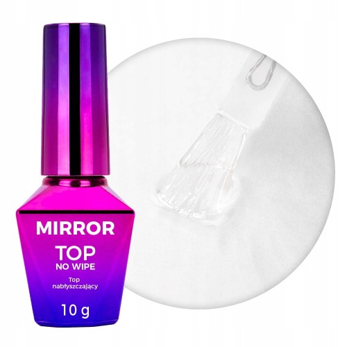Molly Nails Top Coat No Wipe hybrydowy bezbarwny MIRROR TOP 10ml