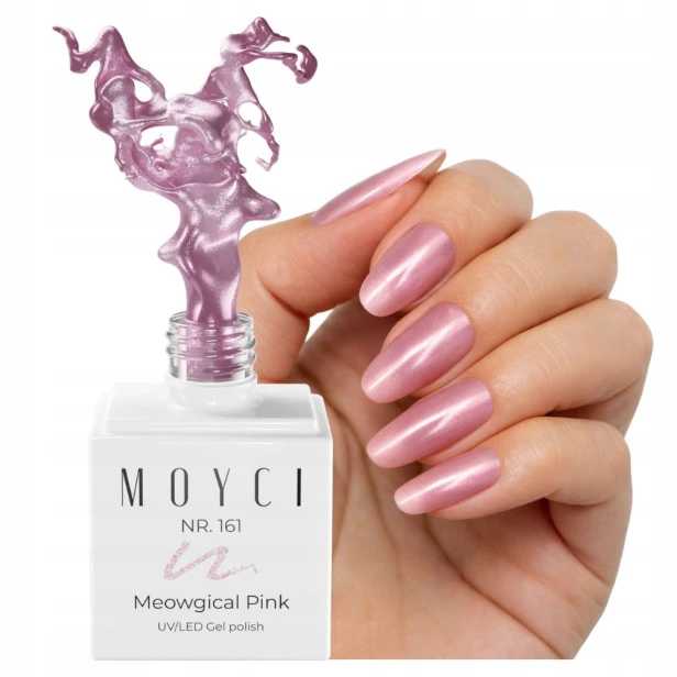 Moyci Lakier Hybrydowy Róż Efekt Kocie Oko CAT EYE 161 Meowgical Pink 6ml