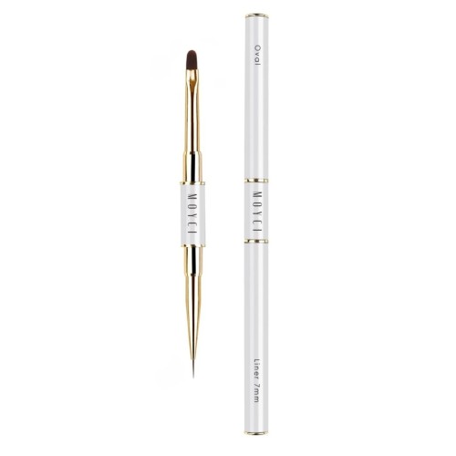 MOYCI Pędzelek dwustronny pędzel do żelu i zdobień Oval/Liner 10mm/7mm
