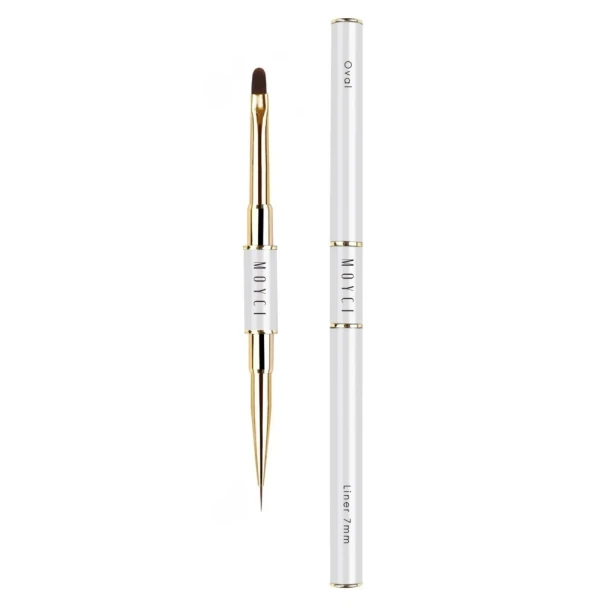 MOYCI Pędzelek dwustronny pędzel do żelu i zdobień Oval/Liner 10mm/7mm