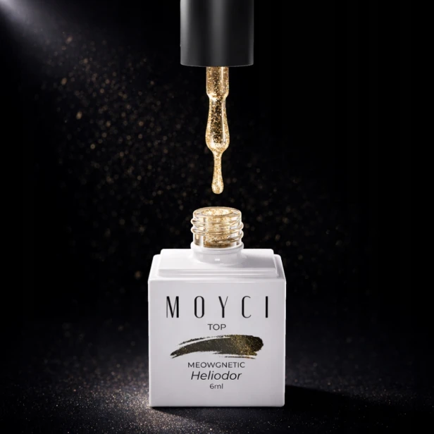 MOYCI Top No Wipe ze Złotymi Drobinkami Cat Eye MEOWGNETIC HELIODOR 6ml