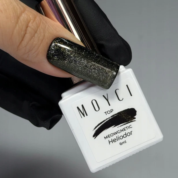 MOYCI Top No Wipe ze Złotymi Drobinkami Cat Eye MEOWGNETIC HELIODOR 6ml