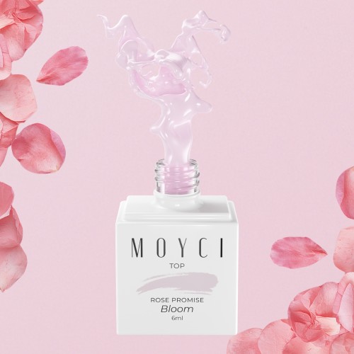 MOYCI Top No Wipe do paznokci Półprzezroczysty Różowy Rose Promise BLOOM 6m
