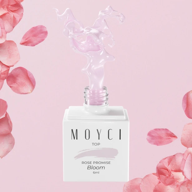 MOYCI Top No Wipe do paznokci Półprzezroczysty Różowy Rose Promise BLOOM 6m