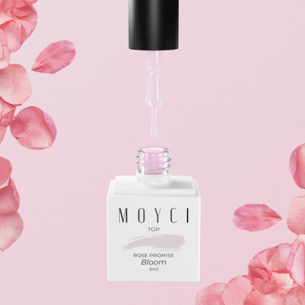 MOYCI Top No Wipe do paznokci Półprzezroczysty Różowy Rose Promise BLOOM 6m