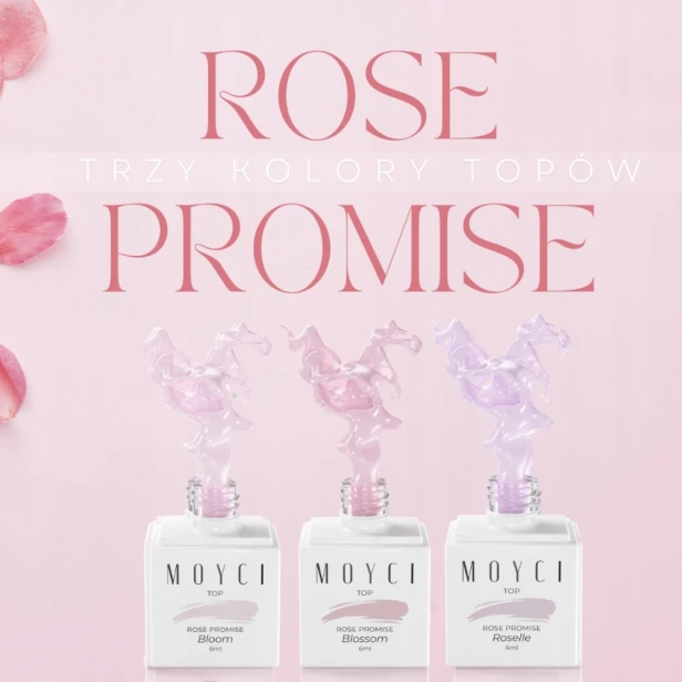 MOYCI Top No Wipe do paznokci Półprzezroczysty Różowy Rose Promise BLOOM 6m