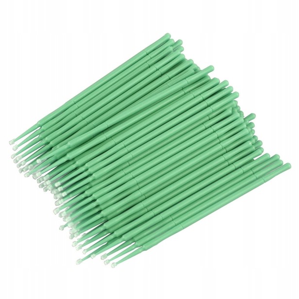 Aplikatory do rzęs Clavier 2 mm bezwłókienkowe zielone 100 szt.