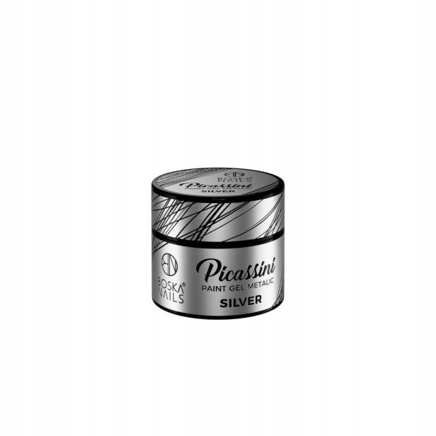 Boska Nails Żel do zdobień Picassini Metalic Paint Gel Silver srebrny 5ml