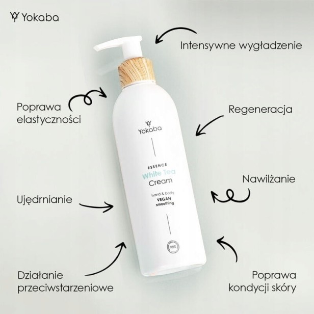 Yokaba White Tea Cream vegan wygładzający krem do ciała i dłoni 240ml
